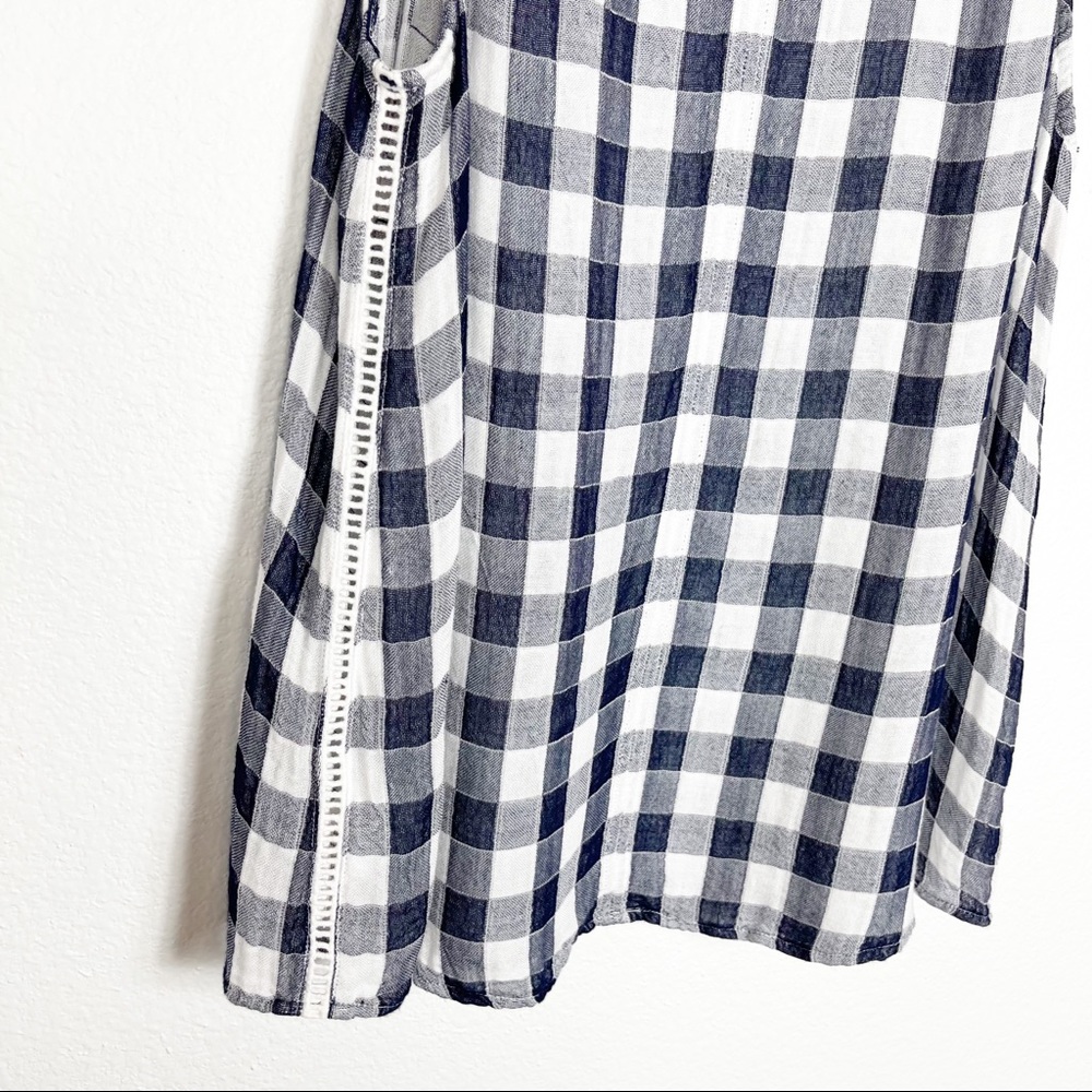 Anthropologie Cloth & Stone Gillian Gingham Navy Top Small - Picture 7 of 11